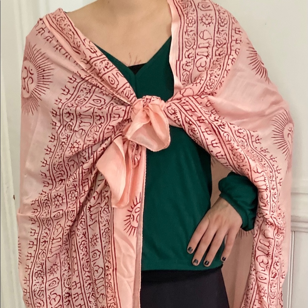Large Pink & Red Boho Scarf